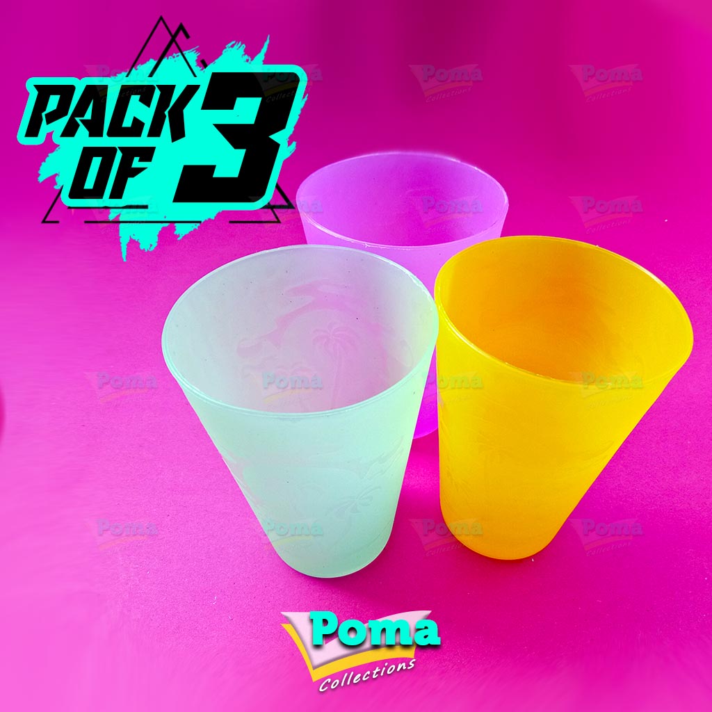 PURE PLASTIC EMBOSED GLASS 3IN1 SET