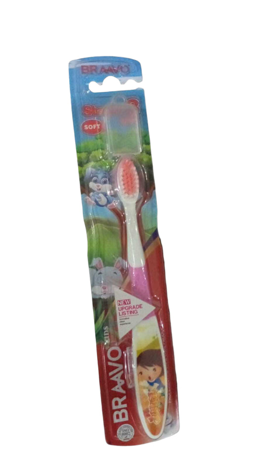 IMP BRAAVO RED TEETH BRUSH KIDS STAGE-3 SOFT WITH CAP